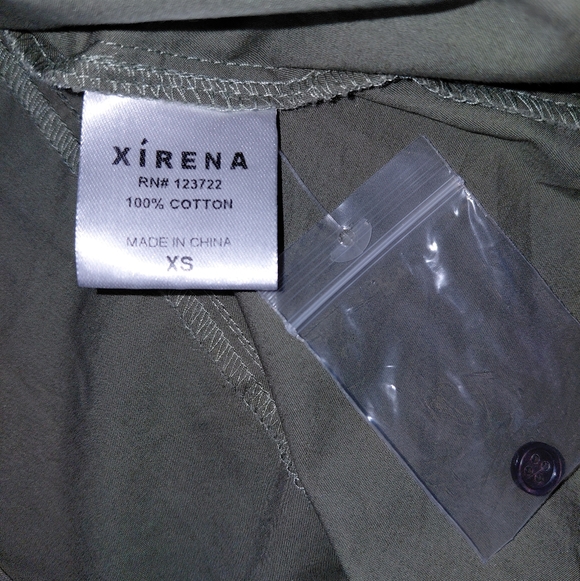 XiRENA Tasha Blouse Women's Size XS Olive Green 100% Cotton Puffed Sleeve - Picture 6 of 7